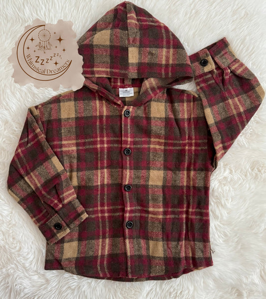 Plaid Button Up Hoodie